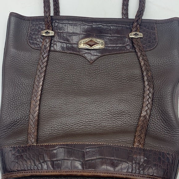 Brighton Vintage Brown Leather Braided Shoulder Bag BRN5279C - Picture 2 of 13